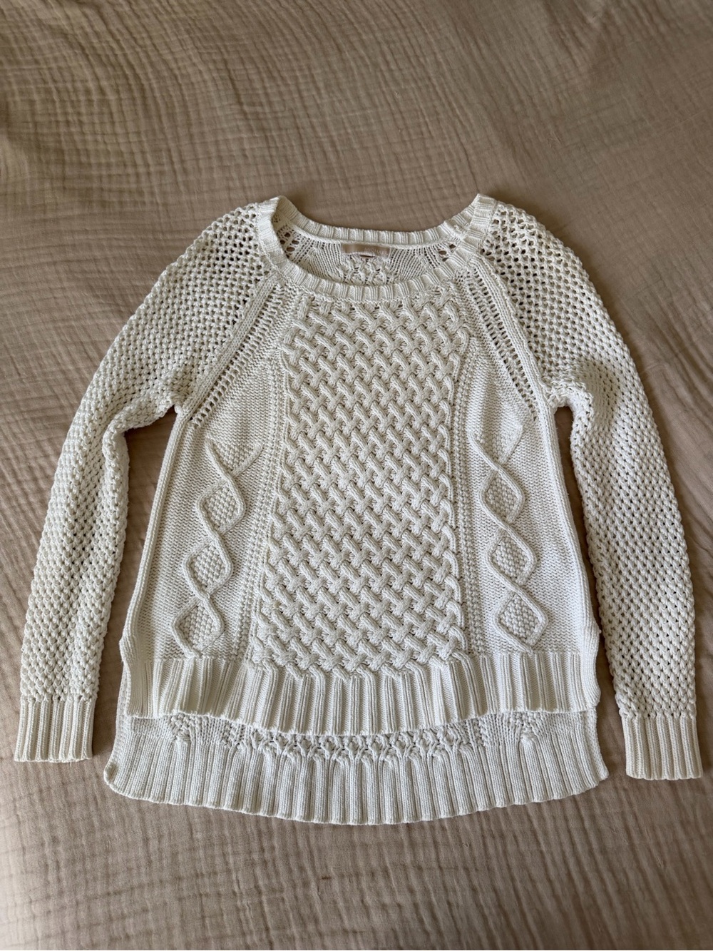 Michael Kors Ivory Cable Knit Crewneck Sweater